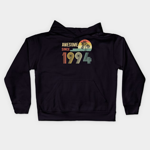 28 Years Old Awesome Since 1994 Gifts 28th Birthday Gift Kids Hoodie by peskybeater